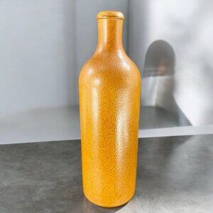Vintage MKM Max Kruger Pottery Stoneware Bottle Vase Gold Brown Glaze .75L VTG